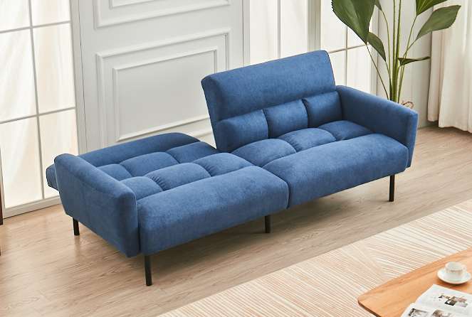 Soft Blue Fabric Split Back and Seat Design (NS-8040)