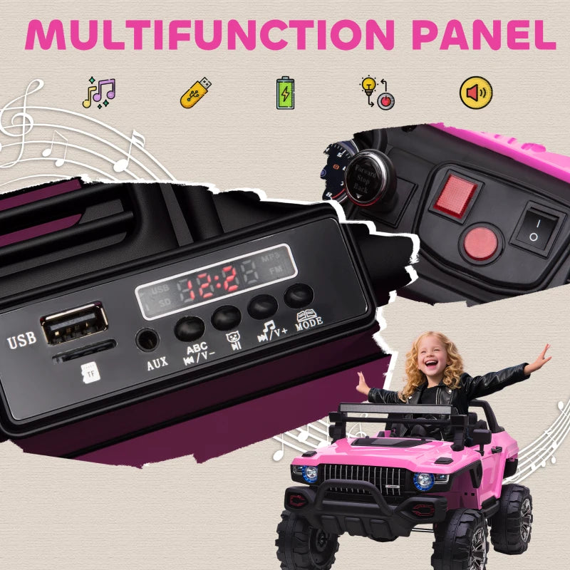 Kids 2 Seater Ride-On Car Police Truck Electric with LED Lights & MP3 for Kids