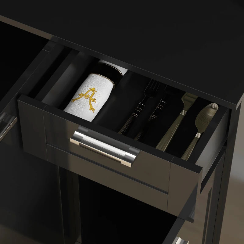 71" Kitchen Pantry Cabinet, Storage Buffet with Hutch, Adjustable Shelves for Living Room, High Gloss Black