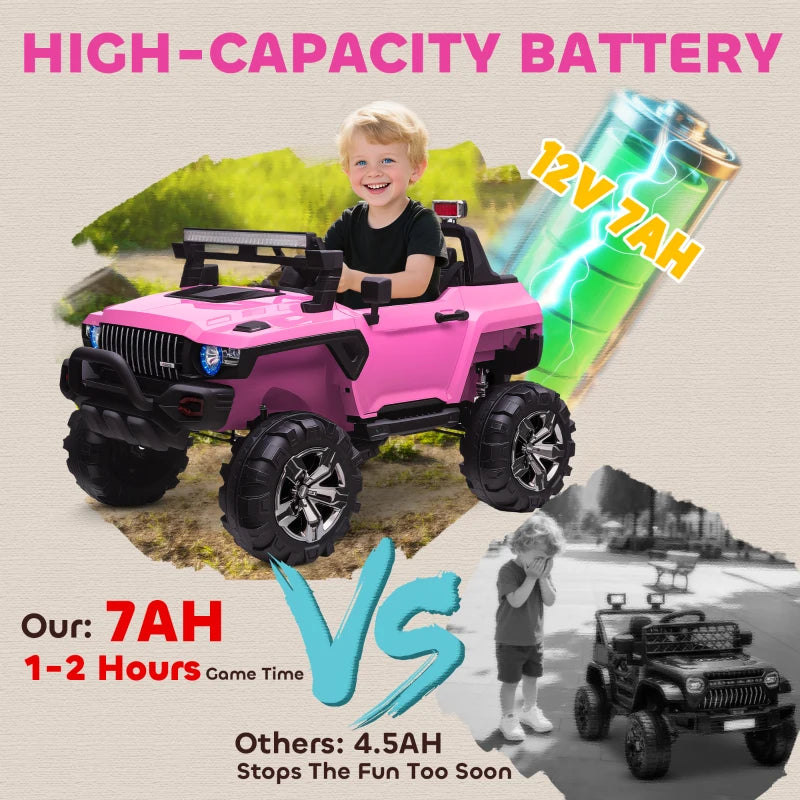 Kids 2 Seater Ride-On Car Police Truck Electric with LED Lights & MP3 for Kids