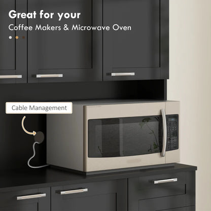 71" Kitchen Pantry Cabinet, Storage Buffet with Hutch, Adjustable Shelves for Living Room, High Gloss Black