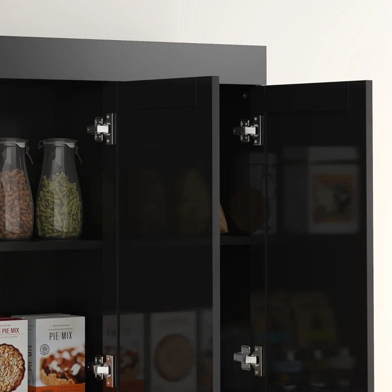 71" Kitchen Pantry Cabinet, Storage Buffet with Hutch, Adjustable Shelves for Living Room, High Gloss Black