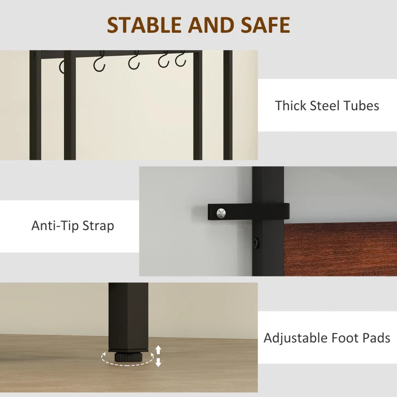 5-In-1 Coat Rack Shoe Bench, Hall Tree with Bench, Shoe Cabinet, 10 Hooks for Hallway, Mud Room, Rustic Brown