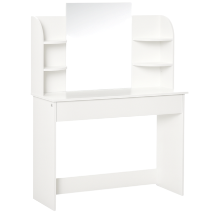HOMCOM Vanity Table, Makeup Vanity with Open Shelves and Drawer, Dressing Table for Bedroom, White