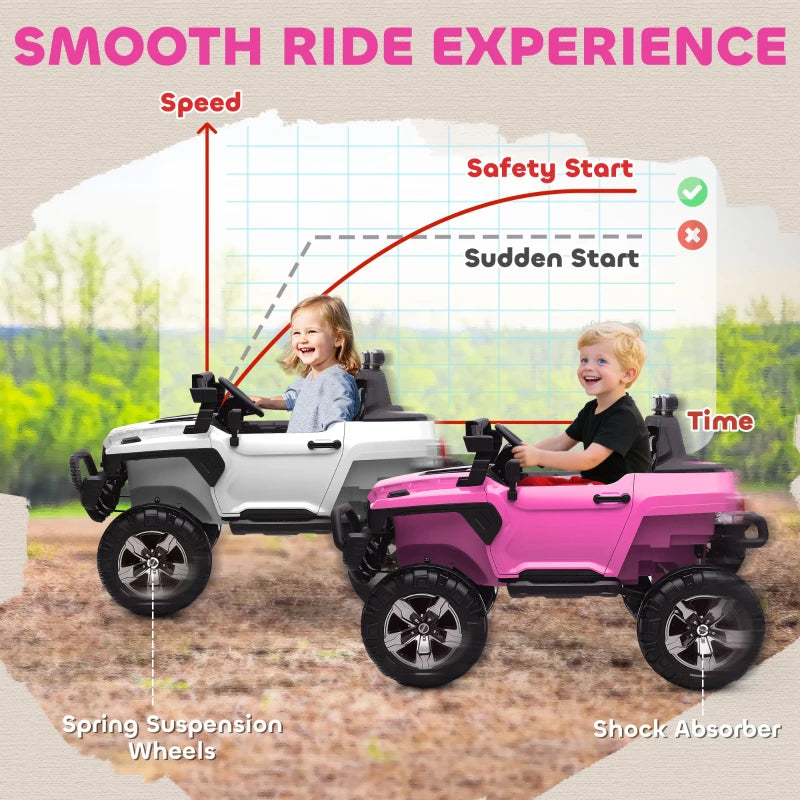 Kids 2 Seater Ride-On Car Police Truck Electric with LED Lights & MP3 for Kids