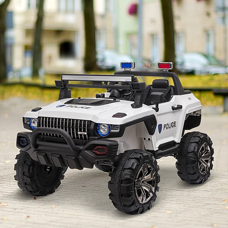 Kids 2 Seater Ride-On Car Police Truck Electric with LED Lights & MP3 for Kids