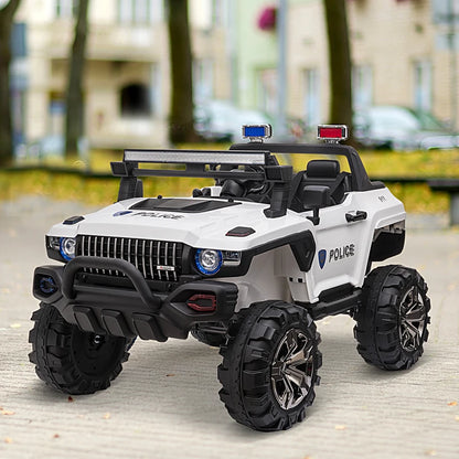 Kids 2 Seater Ride-On Car Police Truck Electric with LED Lights & MP3 for Kids