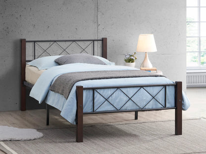 Wood Stand and Metal Bed Frame + 6" Mattress Combo