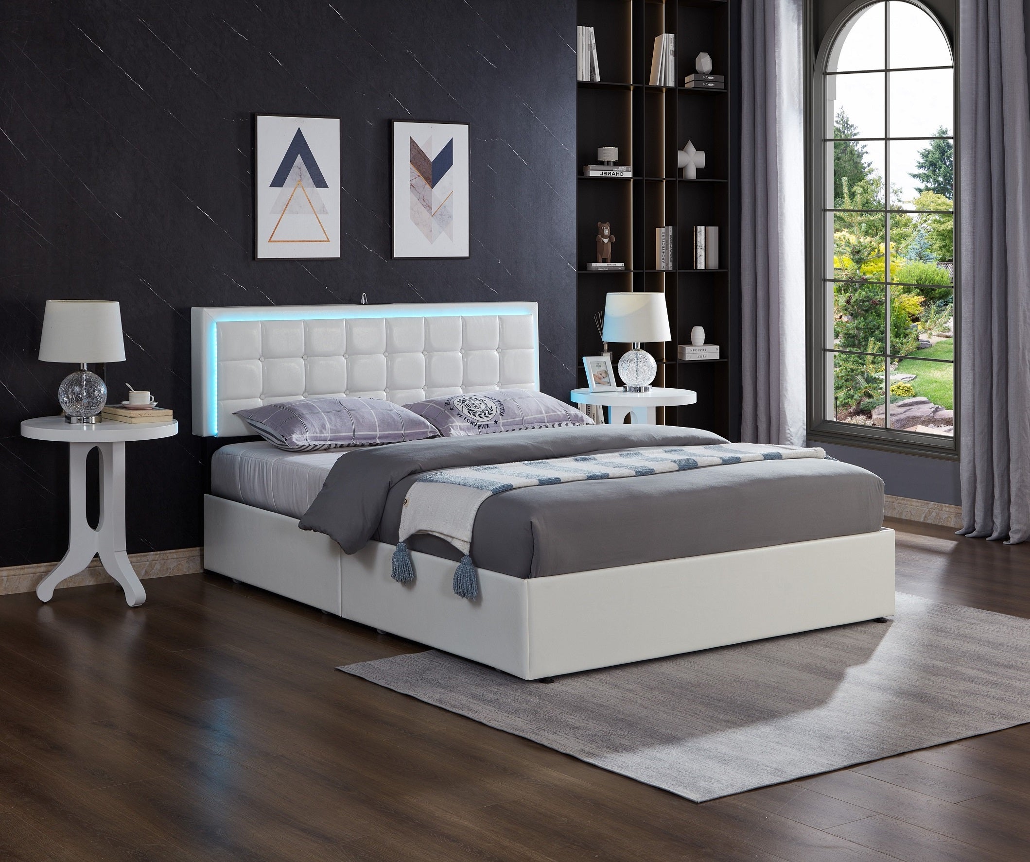 Soft PU Platform Bed Bed Frame with LED Lights (NS-5400)