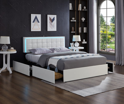 Soft PU Platform Bed Bed Frame with LED Lights (NS-5400)