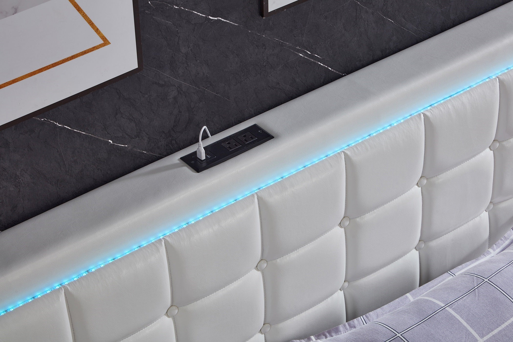 Soft PU Platform Bed Bed Frame with LED Lights (NS-5400)
