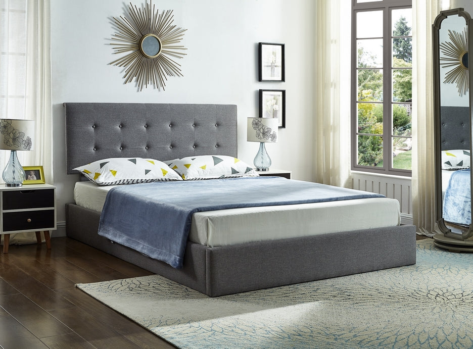 Grey Fabric Hydraulic Lift Storage Bed Bed Frame (NS-5445)