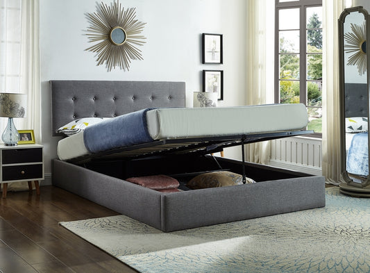 Grey Fabric Hydraulic Lift Storage Bed Bed Frame (NS-5445)