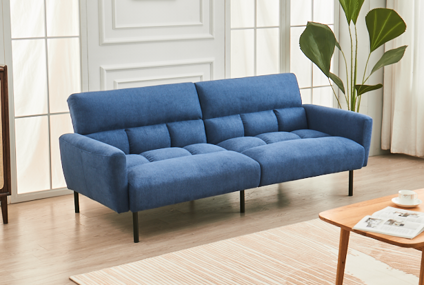 Soft Blue Fabric Split Back and Seat Design  (NS-8040)