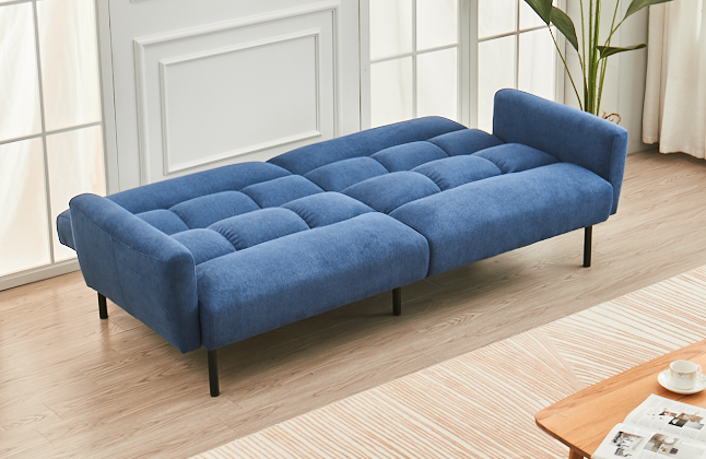Soft Blue Fabric Split Back and Seat Design  (NS-8040)