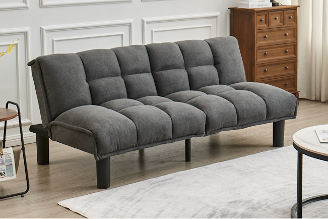 Split Back and Seat Design Soft Grey Fabric (NS-8060)