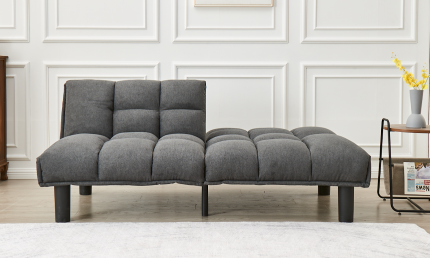 Split Back and Seat Design Soft Grey Fabric (NS-8060)