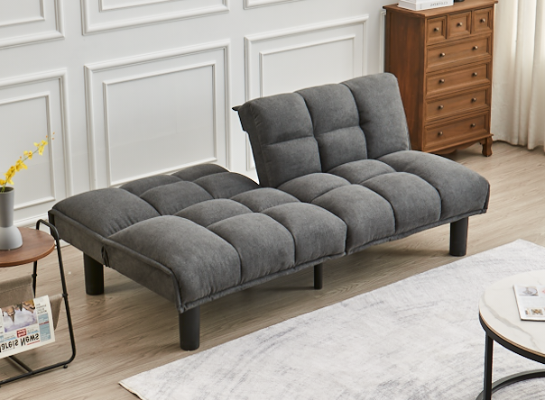 Split Back and Seat Design Soft Grey Fabric (NS-8060)
