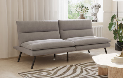 Split Back and Seat Design Soft Grey Fabric Sofa Bed (NS-8070)