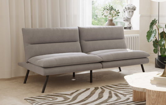 Split Back and Seat Design Soft Grey Fabric Sofa Bed (NS-8070)