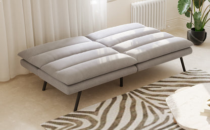 Split Back and Seat Design Soft Grey Fabric Sofa Bed (NS-8070)