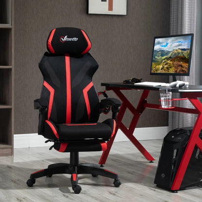 Vinsetto Racing Gaming Chair, Ergonomic Computer Chair with Footrest, Headrest, High Back Recliner Swivel Seat with Adjustable Height, Black Red