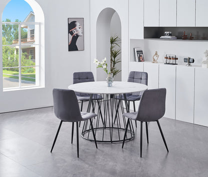 White Marble Veneer Top With Black Pedestal  (1590)