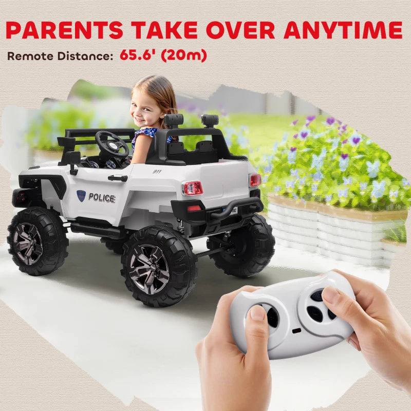 Kids 2 Seater Ride-On Car Police Truck Electric with LED Lights & MP3 for Kids