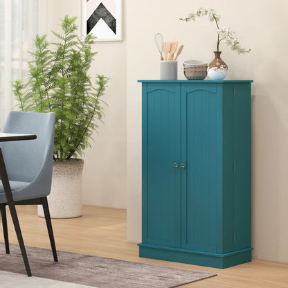 41" Storage Cabinet, 2-Door Kitchen Pantry Cabinet with 5-tier Shelving, 12 Spice Racks, Adjustable Shelves, Teal Blue