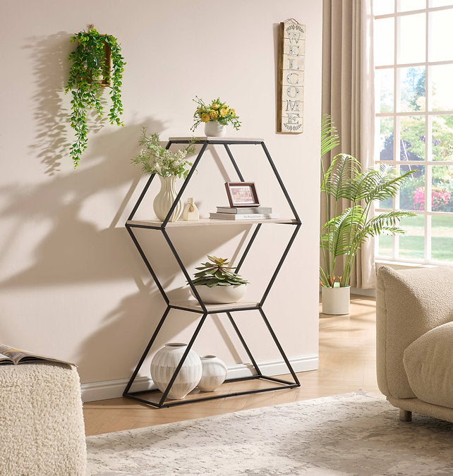 🖤 Modern 3-Tier Hexagon Display Shelf