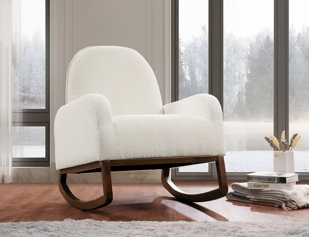 🤍 Modern Bouclé Rocking Chair