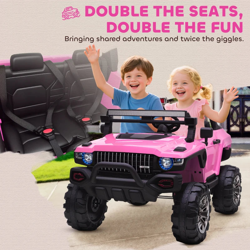 Kids 2 Seater Ride-On Car Police Truck Electric with LED Lights & MP3 for Kids
