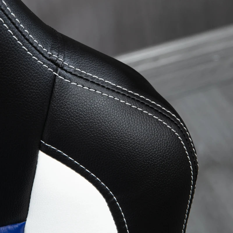 Racing Gaming Chair PU Leather Office Chair Executive Computer Desk Chair with Adjustable Height, Flip Up Armrest, Swivel Wheels, Blue