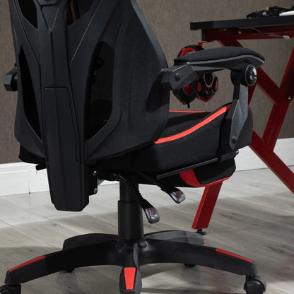 Vinsetto Racing Gaming Chair, Ergonomic Computer Chair with Footrest, Headrest, High Back Recliner Swivel Seat with Adjustable Height, Black Red