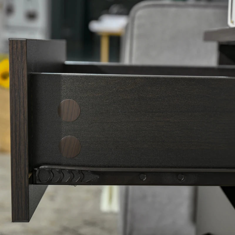 Bedside Table with 3 Drawers, Modern Wood Nightstand, Side Table with Anti-tipping Design for Bedroom, Set of 2, Dark Brown