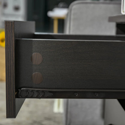 Bedside Table with 3 Drawers, Modern Wood Nightstand, Side Table with Anti-tipping Design for Bedroom, Set of 2, Dark Brown