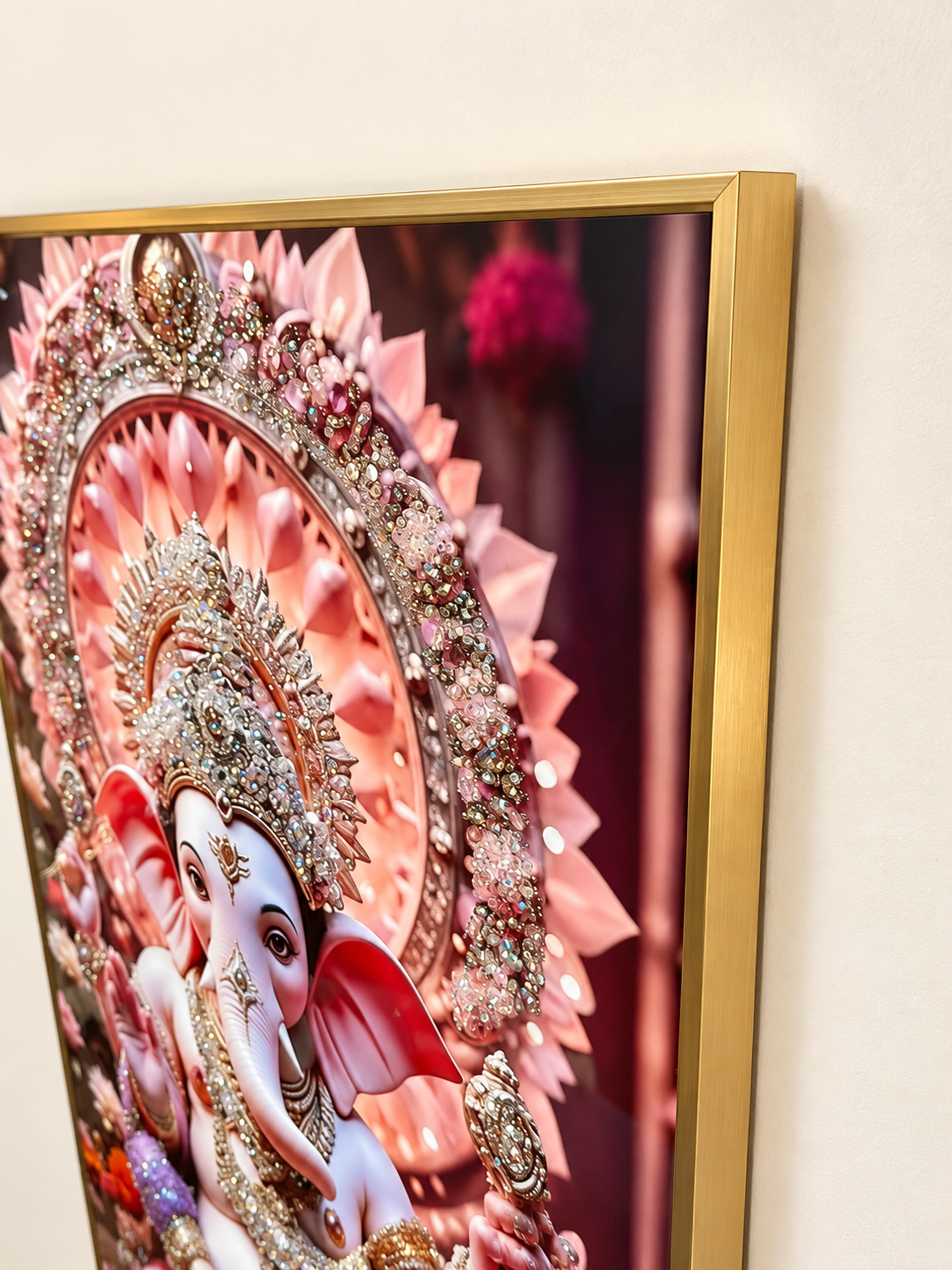 Lord Ganesha 3D crystal framed wall art — frame-detail