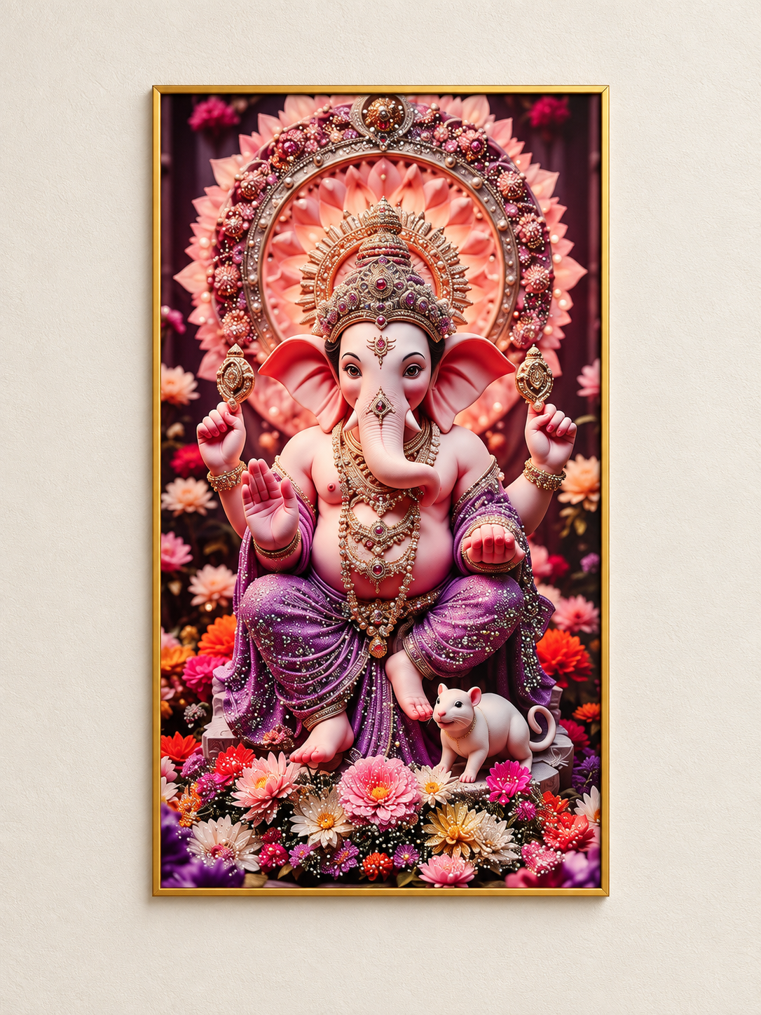 Lord Ganesha 3D crystal framed wall art — hero