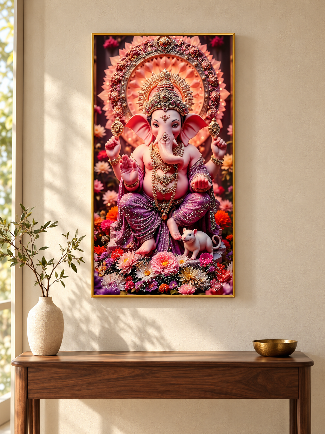 Lord Ganesha 3D crystal framed wall art — lifestyle
