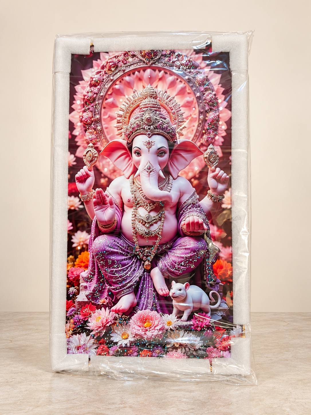 Lord Ganesha 3D crystal framed wall art — packaging