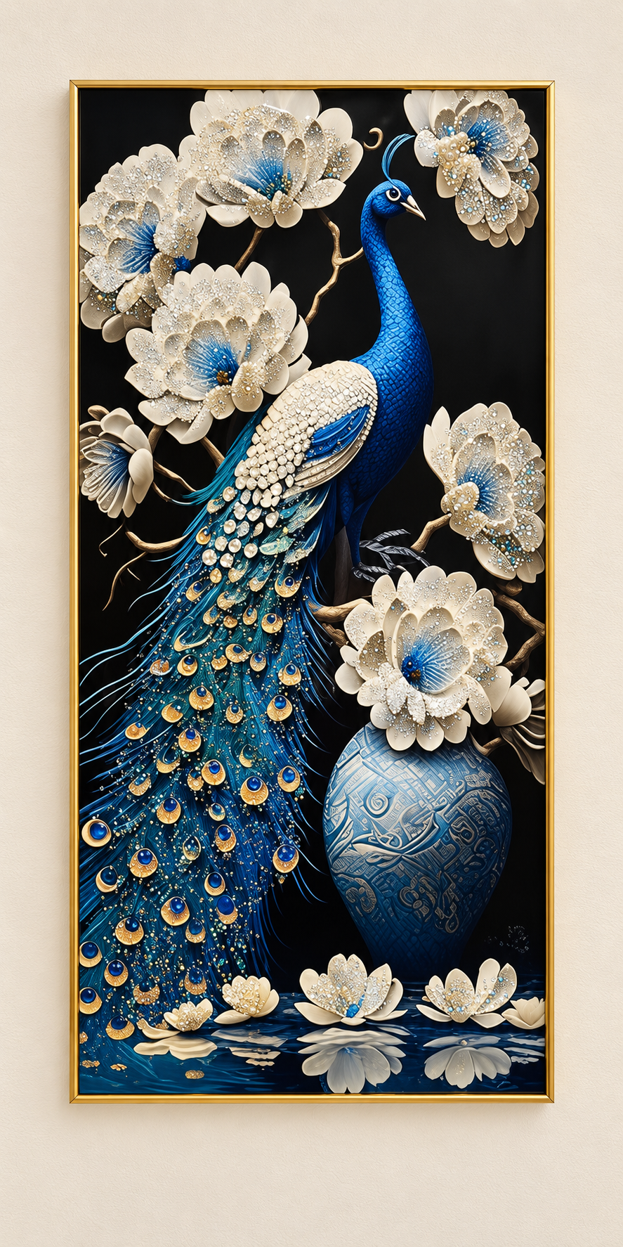 Peacock crystal porcelain wall art — hero