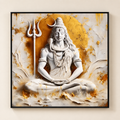 Lord Shiva meditation porcelain wall art with black frame — hero