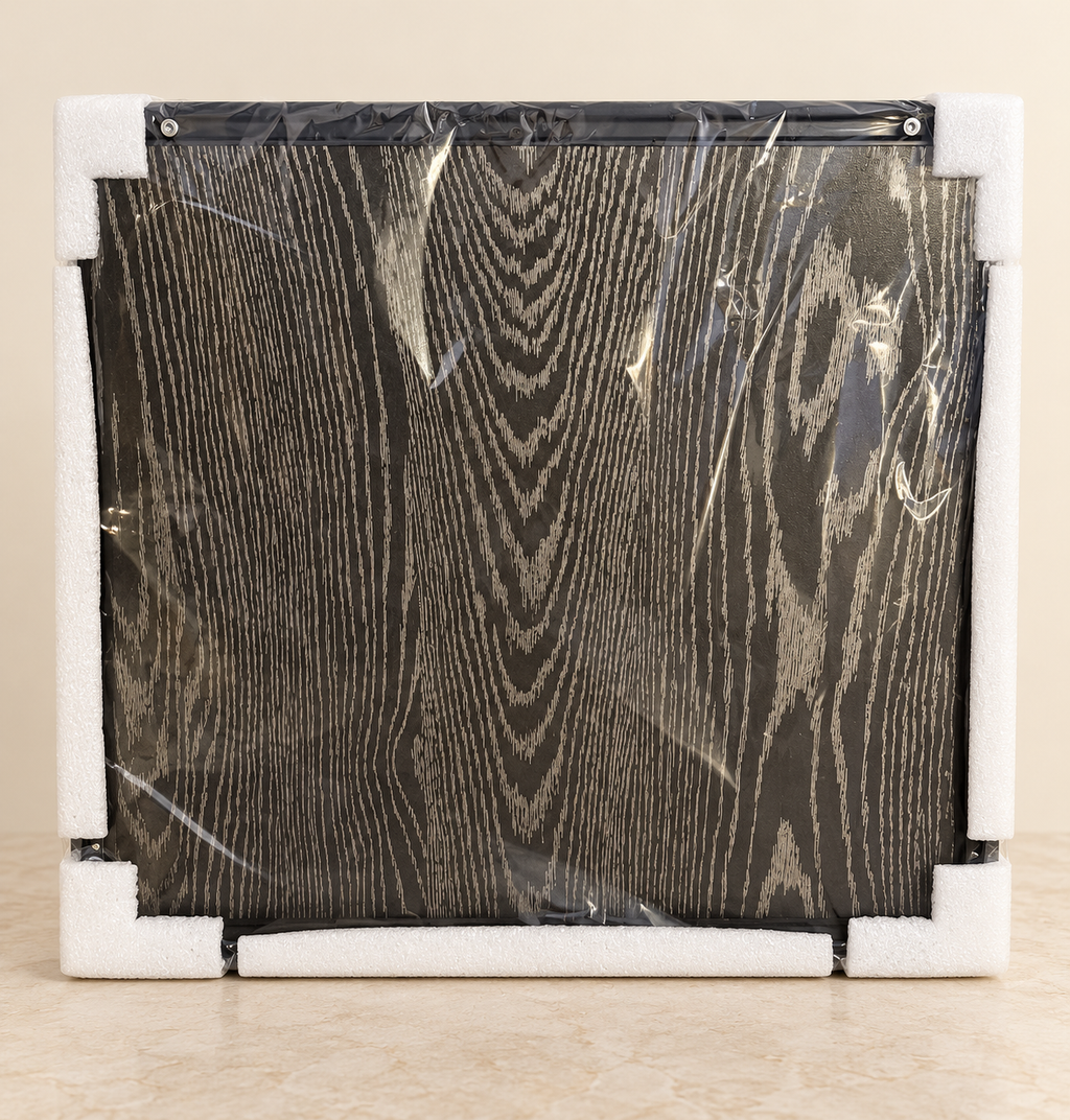 Lord Shiva meditation porcelain wall art with black frame — packaged-back