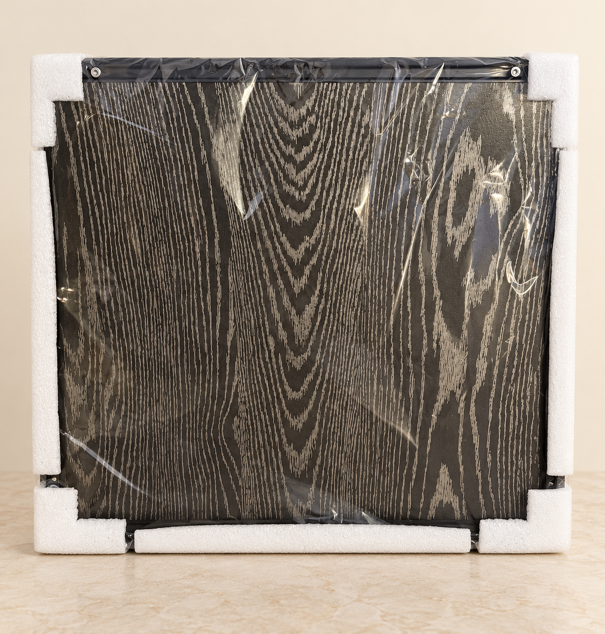 Lord Shiva meditation porcelain wall art with black frame — packaged-back