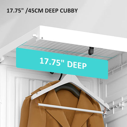 Small Apartment Bedroom Closet Foldable Portable Closet with Cube Storage Hanging Rods Magnet Doors, White