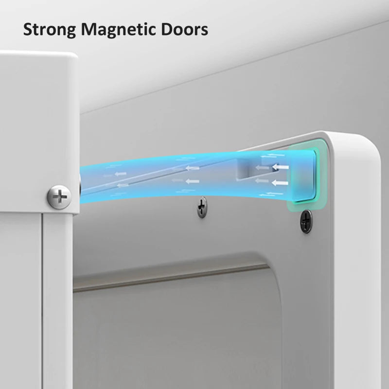 Small Apartment Bedroom Closet Foldable Portable Closet with Cube Storage Hanging Rods Magnet Doors, White