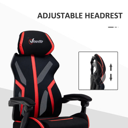 Vinsetto Racing Gaming Chair, Ergonomic Computer Chair with Footrest, Headrest, High Back Recliner Swivel Seat with Adjustable Height, Black Red