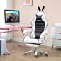 Cute Racing Gamer Chair, PU Leather Gaming Chair with Footrest, Headrest and Lumbar Support, Black