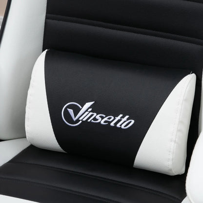 Cute Racing Gamer Chair, PU Leather Gaming Chair with Footrest, Headrest and Lumbar Support, Black