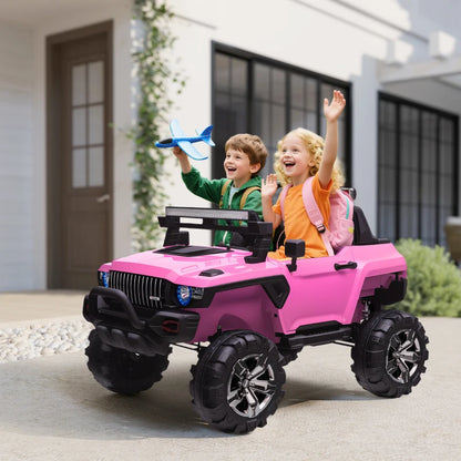 Kids 2 Seater Ride-On Car Police Truck Electric with LED Lights & MP3 for Kids